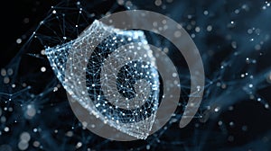 Cybersecurity shield protecting digital data network