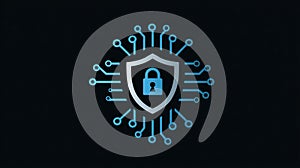 Cybersecurity shield protecting digital data and privacy