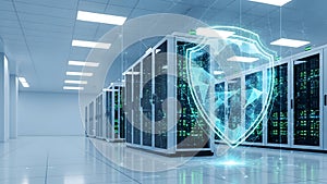 Cybersecurity Shield Protecting Enterprise Server Network Environment
