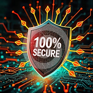 Cybersecurity Shield 100 Secure Digital Data Protection Network