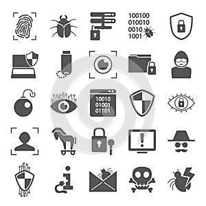 Cybersecurity simple icons set for web and mobile design