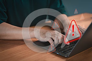 Cybersecurity technology concept of computer virus detect, personal data protection, network security and maintenance.