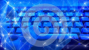 Cybersecurity threat, artificial intelligence cyber dots and lines connection