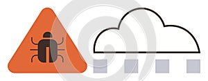 Cybersecurity Threat Warning Symbol with Cloud Computing Concept