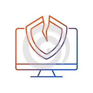 Cybersecurity vulnerability gradient linear vector icon