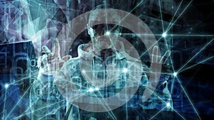 Cyberspace background concept, computer cloud big data analytics algorithm, cyberattack target