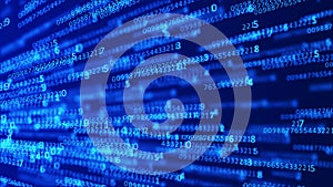 Cyberspace background with a set of numbers. Big data visualization. Abstract matrix. Technology or science banner. 3d