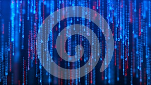 Cyberspace background with a set of numbers. Big data visualization. Abstract matrix. Technology or science banner. 3d