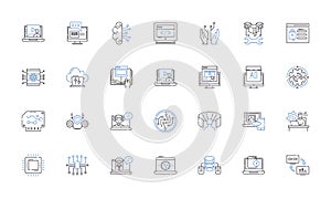 Cyberspace Connection line icons collection. Connection, Internet, Cybersecurity, Digital, Data, Communication, Nerk