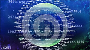 Cyberspace with curby longitude lines and data