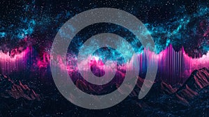 In cyberspace, a digital data pattern forms an abstract network surface, highlighting AI technology on a dark background