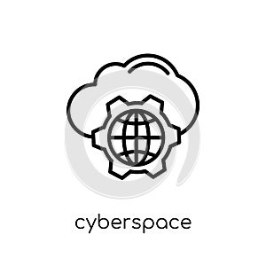 Cyberspace icon. Trendy modern flat linear vector Cyberspace icon on white background from thin line Programming collection