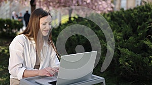 Cyberspace job, Remote office, Tree backdrop