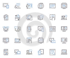 Cyberspace tech line icons collection. Encryption, Firewall, Malware, Cybersecurity, Hacking, Viruses, Privacy vector photo