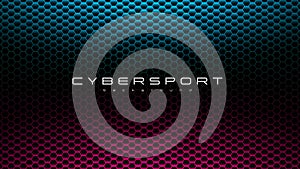 CYBERSPORT abstract background with neon colors and pattern of hexagons. Vivid gradient banner with geometric pattern