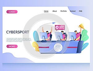 Cybersport vector website landing page design template