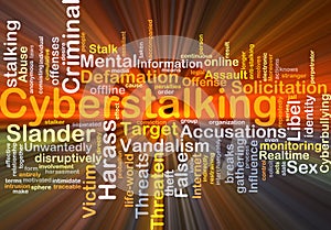 Cyberstalking background concept glowing