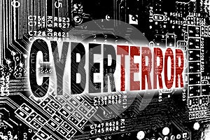Cyberterror with circuit board concept background