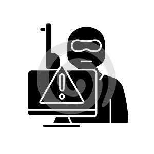 Cyberterrorism black glyph icon