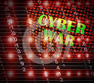 Cyberwar Virtual Warfare Hacking Invasion 2d Illustration