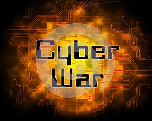 Cyberwar Virtual Warfare Hacking Invasion 2d Illustration