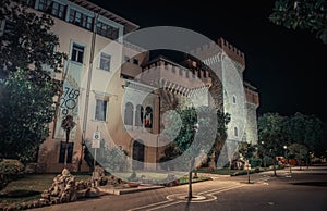 The Cybo Malaspina palace in Carrara by night