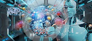 Cyborg creating and analyzing nanovirus 3D rendering