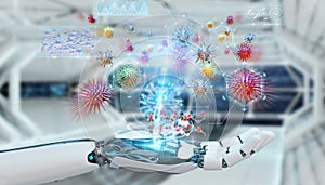 Cyborg creating and analyzing nanovirus 3D rendering