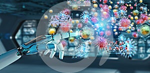 Cyborg creating and analyzing nanovirus 3D rendering