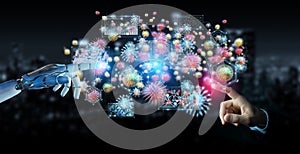 Cyborg creating and analyzing nanovirus 3D rendering