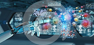 Cyborg creating and analyzing nanovirus 3D rendering