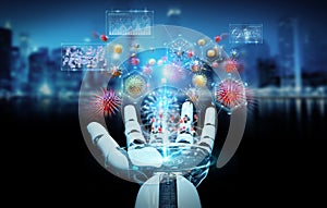 Cyborg creating and analyzing nanovirus 3D rendering