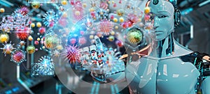 Cyborg creating and analyzing nanovirus 3D rendering