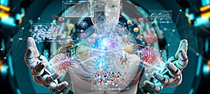 Cyborg creating and analyzing nanovirus 3D rendering