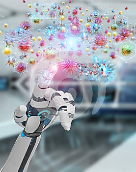 Cyborg creating and analyzing nanovirus 3D rendering