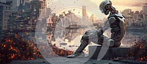 Cyborg Ethics in a Futuristic Cityscape