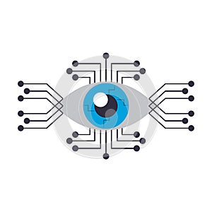 Cyborg eye icon cartoon isolated