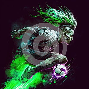 Cyborg Footballer Futuristic Sports Wall Art Poster