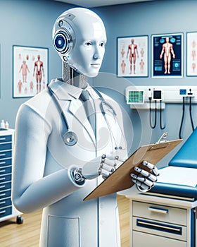 Cyborg Futuristic Medical Professional Doctor Physician AI Robots Artificial Intelligence