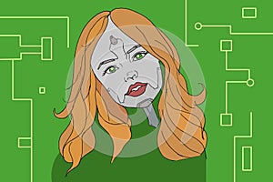 Cyborg girl illustration
