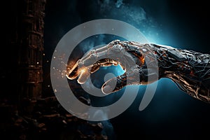 Cyborg hand in. 3D rendering. Elements of this image furnished by NASA