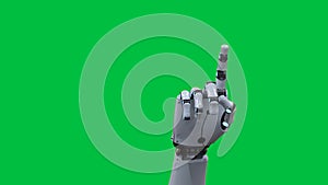 Cyborg hand on green screen