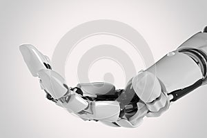 Cyborg hand posed for holding