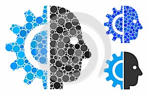 Cyborg head Composition Icon of Circle Dots