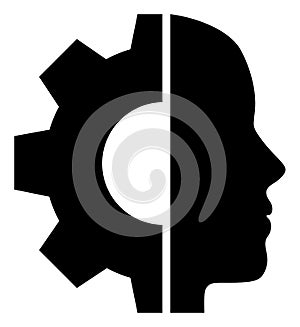 Cyborg Head Flat Icon Raster