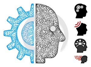 Cyborg Head Web Vector Mesh Illustration