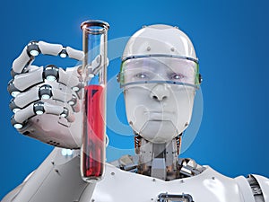 Cyborg holding test tube