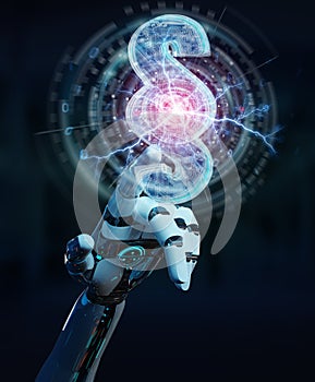 Cyborg judge using 3D rendering digital paragraph law symbol