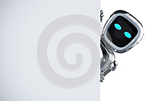 Cyborg or robot assistant with white blank space