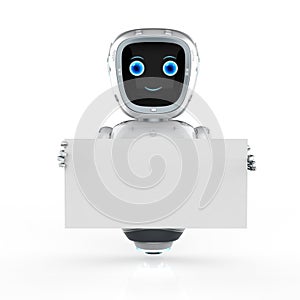 Cyborg or robot assistant with white blank space